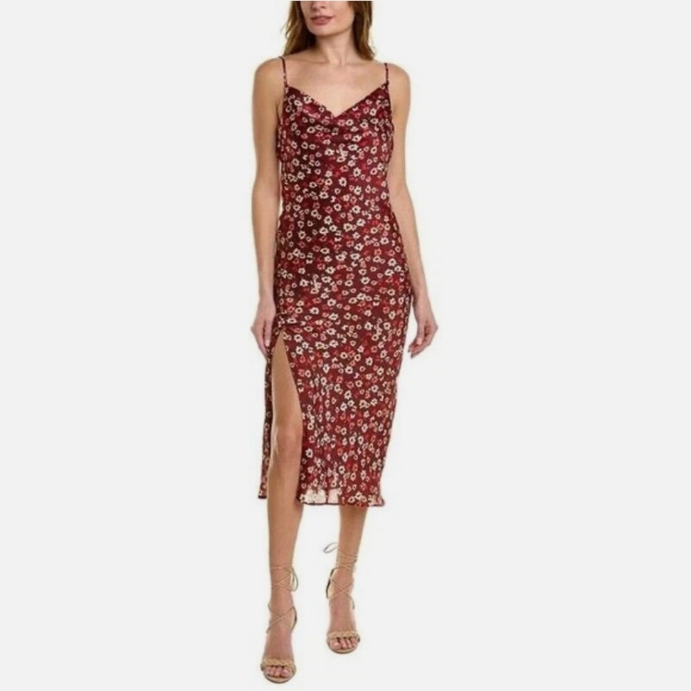 BCBGeneration Red Floral Midi Dress